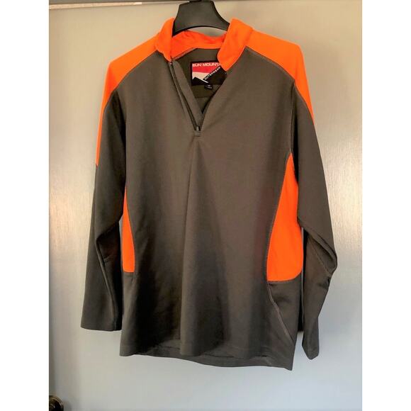 Sun Mountain Outerwear Gray/Orange Med 1/4 Zip Long Sleeve Activewear Shirt - Picture 1 of 4